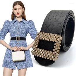 Belts Fashion Rhinestone Square Round Button Ladies' Wide Girdle All-Match Ornaments Decoration Suit Windbreaker Coat Waistband