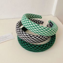 Fashion Houndstooth Women Headband Adult Hair Accessories Wide Side Hairband Turban Casual Headwear