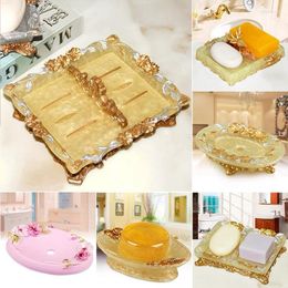 Soap Dishes European Style Resin Box Drain Holder Bathroom Accessories Toilet Laundry Supplies Tray Gadgets