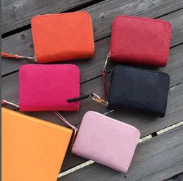 Подлинные кожаные кошельки держатели кредитных карт Женщины роскошные дизайнеры женские модные кошельки сумки сумки кошельки для сумки Zippy кошелек монеты довольно розовый