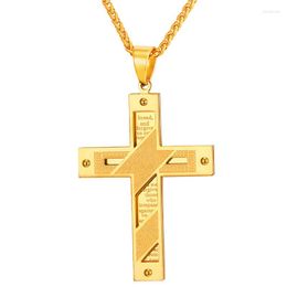 Pendant Necklaces Men Cross Pendent & Necklace Women Jewellery Stainless Steel Gold Colour Crucifix Pendants Wholesale P2117