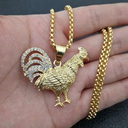 Pendant Necklaces Personality Design Gold Colour Rooster Necklace For Men Women Hip Hop Rock Party Jewellery