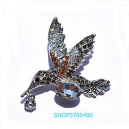 Brooches Classic Jewellery Hummingbirds Vintage Crystal Pins Rhinestone For Women Coat Accessories Lady Gifts Elegant Pin