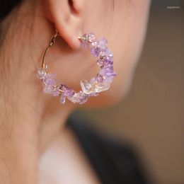Hoop Earrings Handmade Nature Stone Beads Round For Women Natural Earring Summer Boho Fine Jewellery