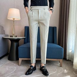 Men's Suits 2022 Spring Summer Men Fashion Solid Colour Dress Pants Male Slim Straight Suit Business Casual Formal Wear G233