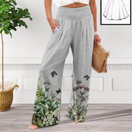 Women's Pants Women's & Capris Women Loose Type Lady High Waist Summer Casual Elastic Straight Pattern Trousers Female Clothes