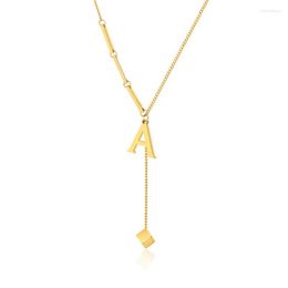 Pendant Necklaces Senfai Charm Choker Stainless Steel Initial Capital Letter With Square Women Necklace Fashion For Girlfriend Gift