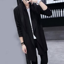 Men's Trench Coats Men Windbreaker Simple Spring Autumn Large Neckline Pure Color Lapel Cloak Coat Streetwear Outwear Overcoat