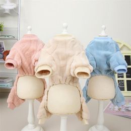 Dog Apparel Pet Clothes Fleece Costume Cold Weather Coats Cat Soft Flannel Jumpsuit Four Legged Pyjamas