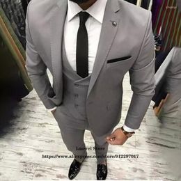 Men's Suits Men's & Blazers Classic Grey Slim Fit Mens 3 Piece Jacket Vest Pants Set For Groom Wedding Tuxedo Formal Business Blazer