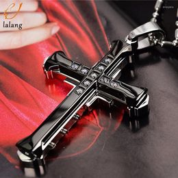 Pendant Necklaces Men's Chain With Cross Necklace Men Black Long Christian Bible Prayer Women