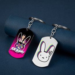 Metal Keychain Accessories Wholesale Bad Bunny Heart 2D Promotional Key Ring Customise Alloy Keychains for Car Key Decoration