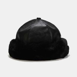 winter Vintage Docker Cap Brimless Hat Breathable Beanie Pu Soild Colour Landlord Sailor Men and Women Hip Hop Hat 04