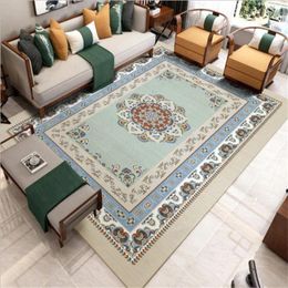 Carpets For Living Room European Pastoral Blue Green Floral Pattern Carpet Area Rug Bedroom Kids Floor Mat