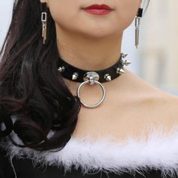 Choker Sexy Punk Spiked Leather Goth Necklace Women Harajuku Gothic Metal Black Collar Jewelry Club Party