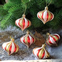 Christmas Decorations 6PCS Tree Balls Ornament Plastic Candy Stars Design Hanging Pendant Year 2023 220912