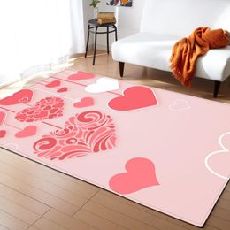 Carpets Valentine's Day Carpet Livingroom And Bedroom Rug Heart Lover Pink Baby Girl Soft Play Floor Mat Kitchen Parlor Tapete