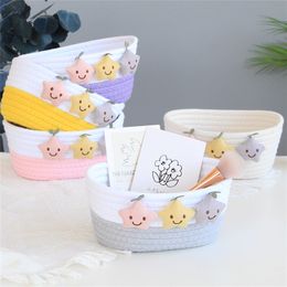 Storage Baskets Star Cotton Rope Storage Basket Nordic Weaving Desktop Remote Control Key Organiser Box Porch Sundries Debris Finishing Baskets 220912