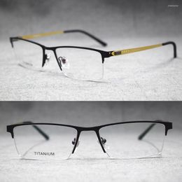 Sunglasses Frames Men Spring Hinges Titanium Alloy Eyeglass Half Rimless Unisex Glasses Spectacles