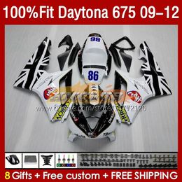 Injection mold Fairings For Daytona 675 675R 2009-2012 Bodys white black 150No.21 Daytona675 09 10 11 12 Bodywork Daytona 675 R 2009 2010 2011 2012 OEM Fairing Kit