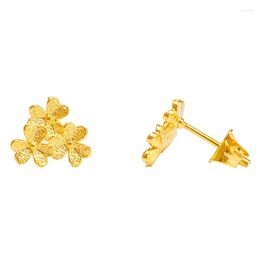 Stud Earrings 24K Gold Star Pattern For Women Elegant Wedding Jewelry Pendientes Mujer Moda 2022 Brincos No Fade