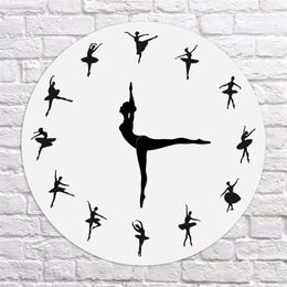 Wall Clocks Charming Ballerina Baby Girl Nursery Decor Ballet Dancer Modern Dancing Needle Hand Wat 220909