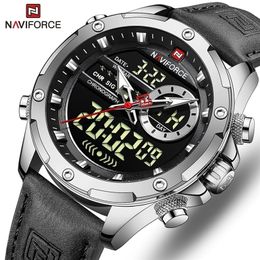 NAVIFORCE Erkekler için Askeri Saatler Moda Spor Chronograph Alarm Kol Saati Su Geçirmez Kuvars Büyük Saat Dijital Erkek İzle 220912