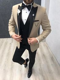 Custom-made Groom Tuxedos One Button Men Suits Peak Lapel Groomsmen Wedding/Prom/Dinner Man Blazer Jacket Pants Tie Vest M122