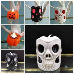 UPS Pumpkin LED Light Halloween Decoration Ornaments Spider Flameless Candle Flickering Night Lamp Festive Party Bar Decor Supplies