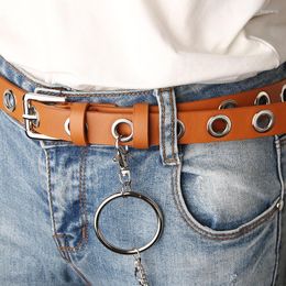 Belts Rock Full Hole Belt Female Simple Wild Punk Style Pants Retro Jeans Beam Luxury Ladies With Metal Chain PY29