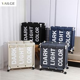 Storage Baskets Rolling Laundry Basket Organizer 3 Grid Large Laundry Hamper Bin Waterproof Laundry Bags For Dirty Clothes Storage Box On Wheels 220912