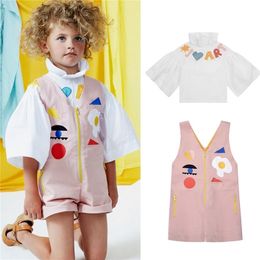 Overalls Raspberry Plum Kids Girls Stylish Pink Overalls and Blouse Matching Toddler Summer Spring Fashion Clothes Kid Brand Overalls 220909
