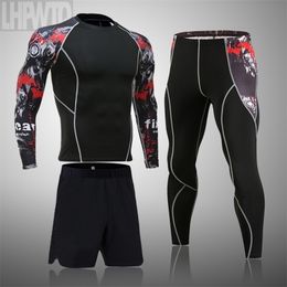 Mens Tracksuits Mens Sports Suit MMA rashgard male Quick drying Sportswear Compression Clothing Fitness Training kit Thermal Underwear leggings 220909