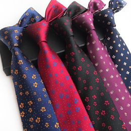 Bow Ties Classic 8cm Silk Floral Striped Tie For Men Yellow Black Jacquard Necktie Suit Business Wedding Party Neckwear Gift