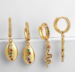 Jewelry Earrings Cubic Zirconia snake shell gold color CZ Crystal Ear Clips No Pierced earrings for women Jewellery e56j