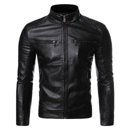 Men's Leather Faux Men Biker Jacket Spring and Autumn Fashion Trend Decorative Motorcycle Coat 220912
