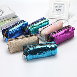 Cosmetic Bags Fashion Double Colour Sequins Handbag Bag Makeup Pouch Women Girl's Pencil High Quality