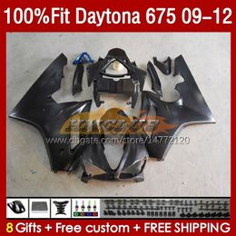 Injection Mould Fairings For Daytona 675 675R black matte 2009-2012 Bodys 150No.13 Daytona675 09 10 11 12 Bodywork Daytona 675 R 2009 2010 2011 2012 OEM Fairing Kit