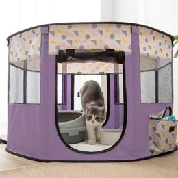 kennels pens Pets Portable Folding Cat Tent Dog House Cage For Cat Tent Kitten Playpen Puppy Kennel Fence Small Dogs House Tent Breathable 220912