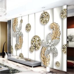 Luxury 3d wallpaper diamond jewelry background wall custom large fresco wallpaper