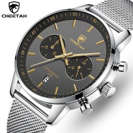 Wristwatches CHEETAH Watches for Men Stainless Steel Waterproof Quartz Mens Watch Top Brand Chronograph Sports Male Clock Relogio Masculino 220912