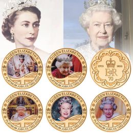 collectables gifts UK - Her Majesty The Queen Elizabeth II Gold Plated Commemorative Coins Prince Philip Collectible Challenge Coin Souvenir Gift