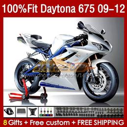 OEM Full Fairings For Daytona 675 675R 2009 2010 2011 2012 Body 150No.73 Daytona675 2009-2012 Bodywork Daytona 675 R 09 10 11 12 Injection Mould Fairing white pearl blk