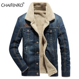 Mens Jackets CHAIFENKO Mens Winter Warm Brand Casual Denim Jacket Parkas Men Windproof Fleece Thick Coat Men Fashion Fur Collar Men Jacket 220912