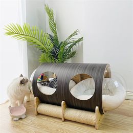 kennels pens Solid Wood Transparent Space Capsule Small Dog Kennels Four Seasons Universal Cats Litter Indoor Balcony Dog Houses Puppy Bed MC 220912