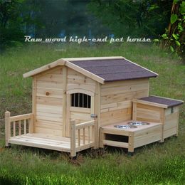 kennels pens Outdoor Solid Wood Dogs Kennels Indoor Small Medium Large Dog Cage Houses Waterproof Washable Puppy Room Supplies with Food Bowl 220912