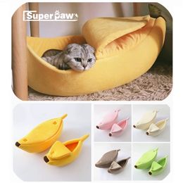 kennels pens Banana Pet Dog Cat Bed House Cosy Cute Puppy Cushion Kennel Warm Portable Pet Basket Supplies Mat Beds for Cats Kittens YZB10 220912