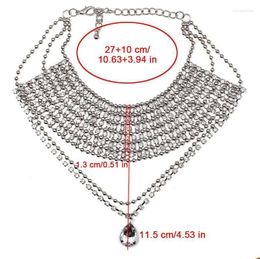 Choker Women Necklace Trend Long Pendant Tassel Gem Full Drill Chain Style Breast Jewelry