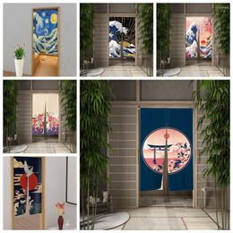 Curtain Japanese Door Kitten Printed Partition Kitchen Doorway Cherry Blossoms Linen Decorative Drapes Cafe Restaurant Decor