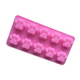 10 Holes Paws Cake Mold Chocolate Candy Mould Non-Stick Silicone Molds Baking for Chocolates Candies Ice Cubes Jelly Handmade Soap Pink Blue 1221547